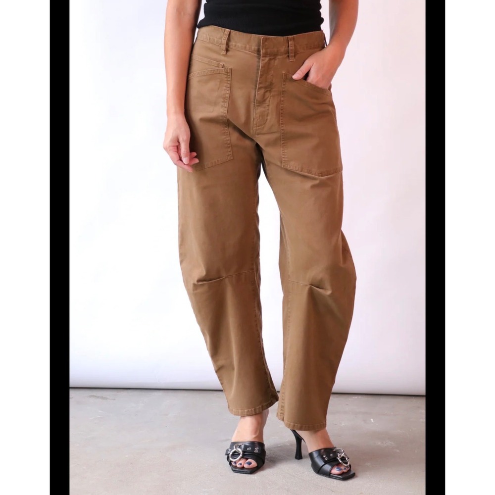 Nili Lotan Wide Leg Utility Pants in Brown